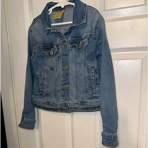 Thereabouts Girls S 7-9 Blue Denim Jean Jacket Button Med Wash Pockets Stretch
